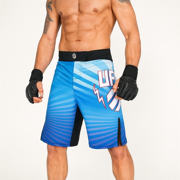 Octagon MMA UFC Fight Shorts Size 40 Blue Graphic Polyester Spandex Mens - Picture 1 of 6